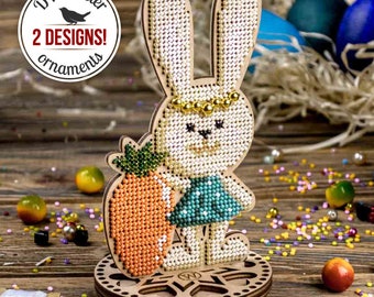 DIY Easter Bunny Beadwork Kit, DIY Easter Ornaments Bead Embroidery Kit, Beaded Easter Bunny Girl, Easter Home Decor, Grandma Gift