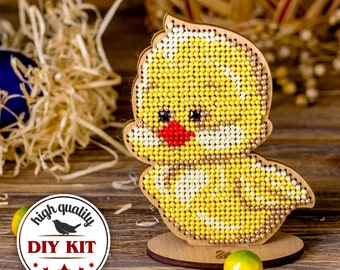 DIY Easter Chicken Bead Embroidery Kit, Beaded Easter Ornament, Easter Chick Beadwork kit, Easter Decoration, Easter Decor, DIY Gift for Mom