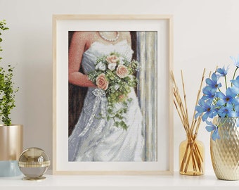 Love in Stitches: Cross Stitch Kit for the Wedding. Premium Quality Embroidery Design