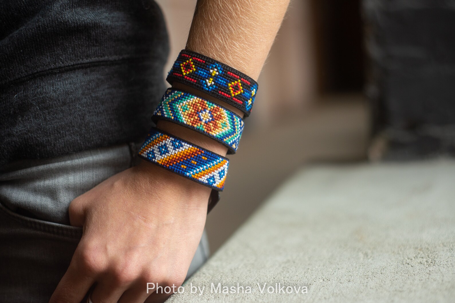 Crossstitch bracelet DIY kit hand embroidered ethnic Etsy