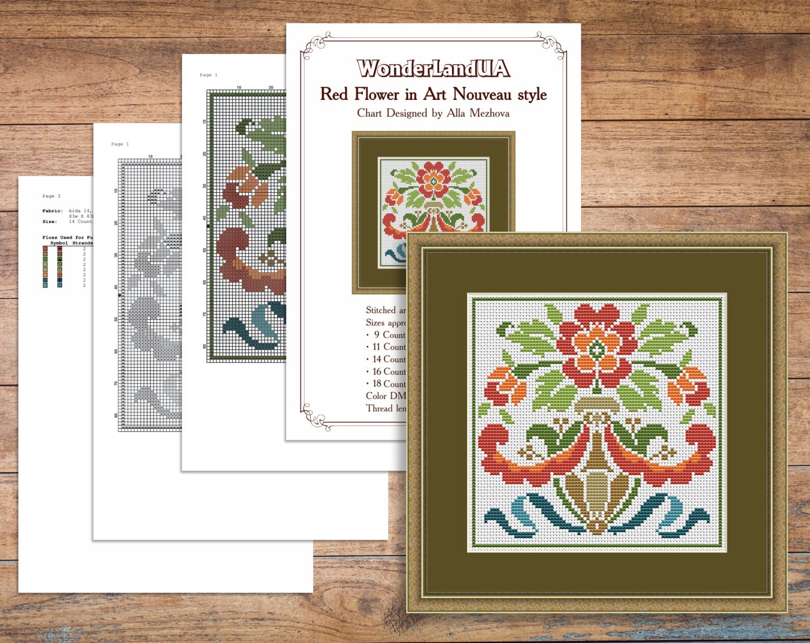 Art Nouveau Embroidery Patterns 4 Cross Stitch Designs Etsy