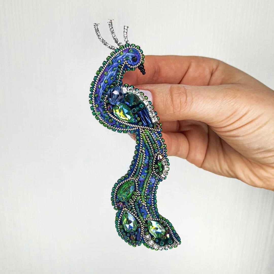 DIY bird beaded brooch Craft kit for adults Peacock brooch Etsy