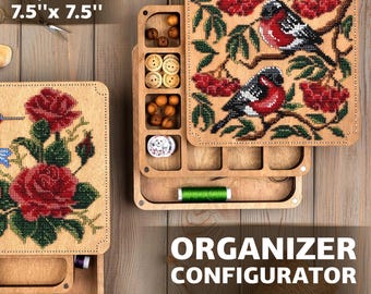 Custom Bead Organizer with Lid for Bead Embroidery, Wooden Bead Storage for Beading, Sewing, Jewelry Making, Unique Gift for Crafter