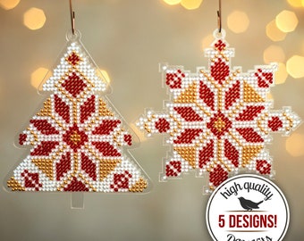 DIY Christmas Ornaments, Bead Embroidery Kit, Christmas Tree Decoration, Winter Home Decor in Scandinavian Style, Beaded Ornaments, Mom Gift