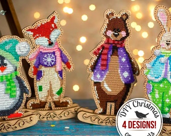 DIY Christmas Figurines, Bead Embroidery Kit, Rocking Toys for Winter Decorations, Ornament for Table Decor, Xmas Tree Ornaments, Kids Gift