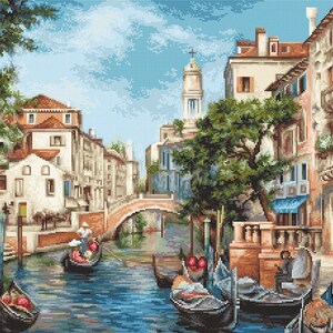 Venetian Charm: Cross Stitch Embroidery Kit. Premium Embroidery Set for Home Decor. Needleworks design