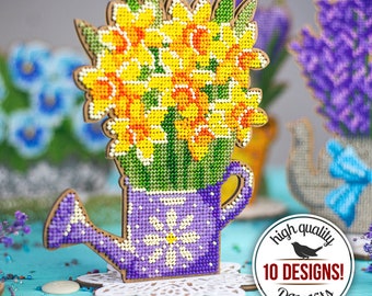 DIY Flowers Bead Embroidery Kits, Flowers Ornaments Beaded Kits, Handmade Flowers Decor, Floral Home Decor, DIY Easter Gift for Grandma