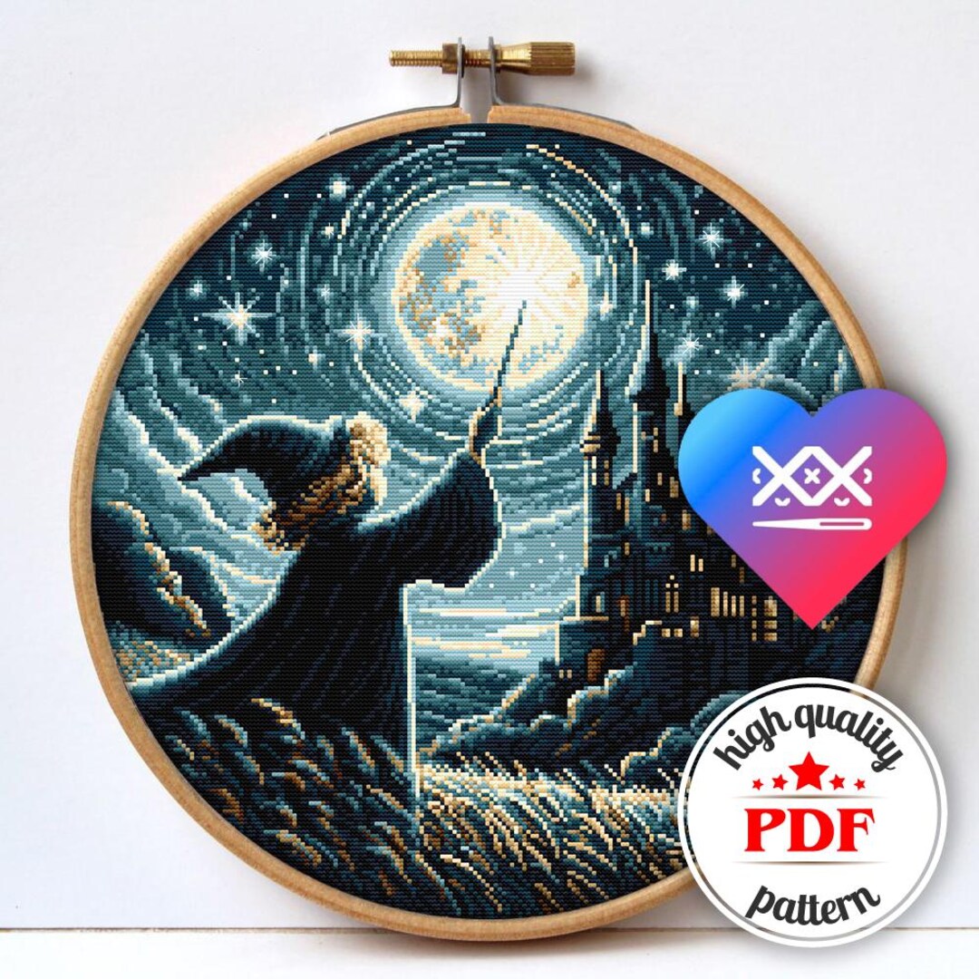 PDF Magic Embroidery Pattern – Wizard Kid Cross Stitch Chart - Etsy