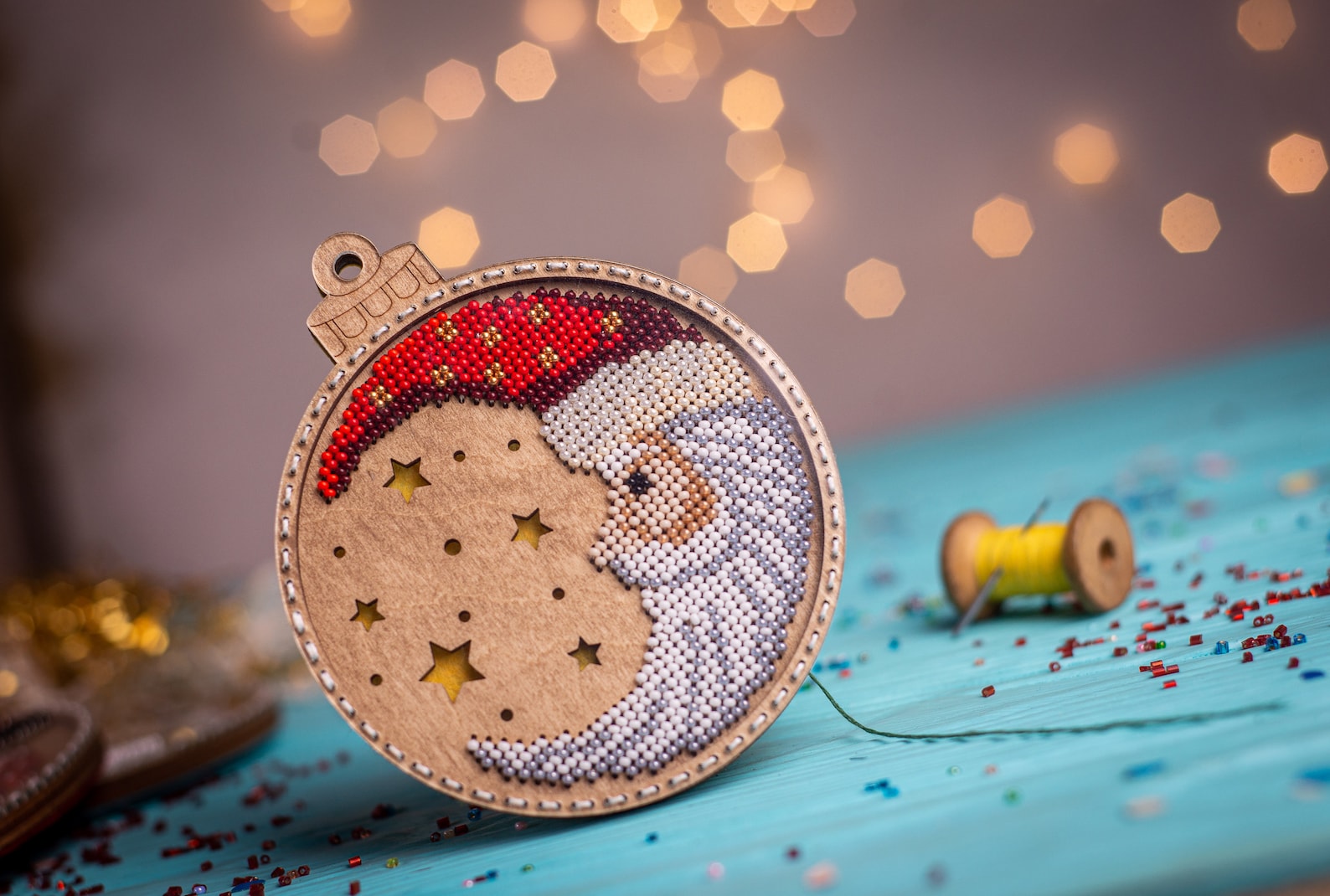 Christmas Ornament Bead Embroidery Kit Embroidered Christmas Etsy