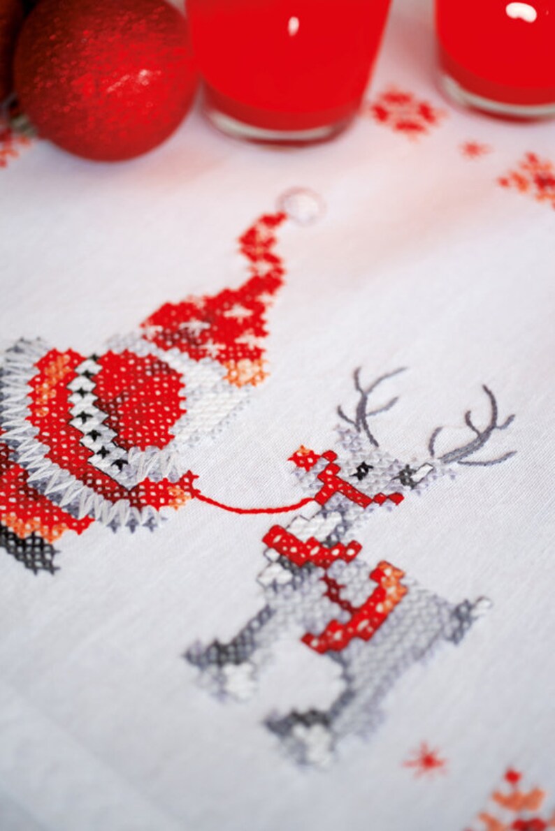 DIY Cross Stitch Decor Kit Rustic Christmas Table Runner With Etsy