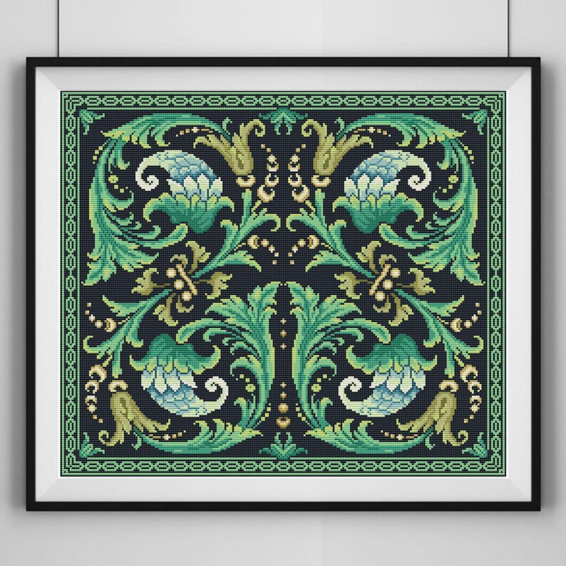 Victorian Cross Pattern PDF Victorian Cross Stitch Pattern, Aconite Leaf Ornament Embroidery ...