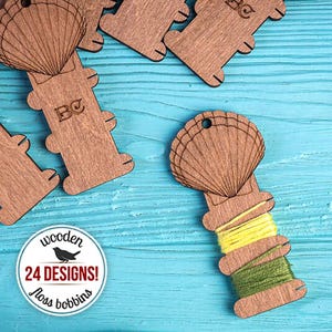 Wooden Thread Holders, Floss Bobbins for Sewing And Embroidery, Craft Storage Organizer, Gift for Crafter