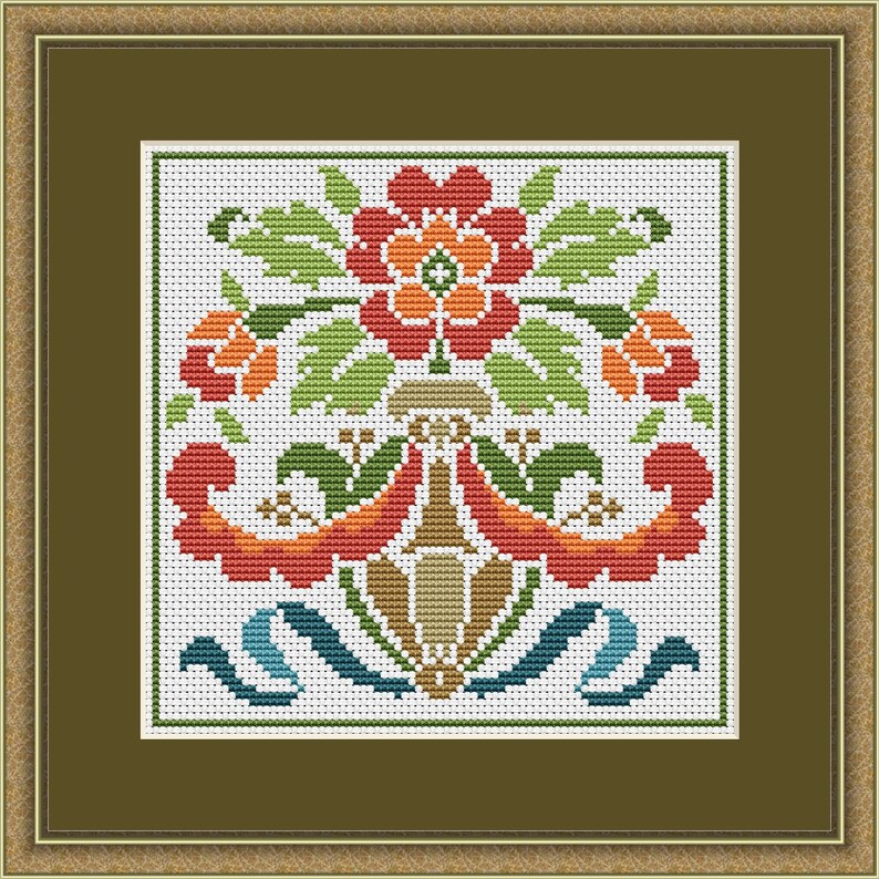Art Nouveau Embroidery Patterns 4 Cross Stitch Designs Etsy