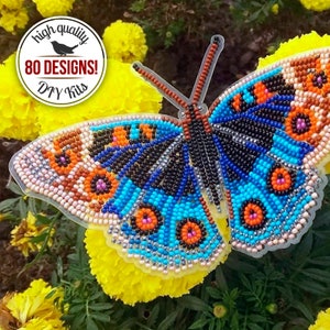DIY Butterfly Embroidery Kit, Beaded Butterfly Bead Embroidery Design, Kids Room Decor, Insect Home Decor, Mom Gift, Valentine's Day Gift