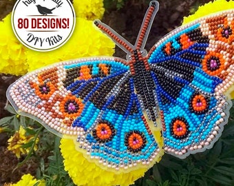 DIY Butterfly Embroidery Kit, Beaded Butterfly Bead Embroidery Design, Kids Room Decor, Insect Home Decor, Mom Gift, Valentine's Day Gift