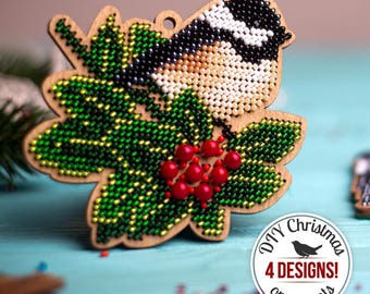DIY Bird Christmas Ornament Bead Embroidery Kit, Beaded Bird Ornaments Making Kit, Christmas Tree Decor, Xmas Gift for Crafter