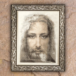 Jesus Christ cross stitch pattern, embroidery DIY kit, Jesus portrait wall art, needlework adults set, hand embroidered religious picture