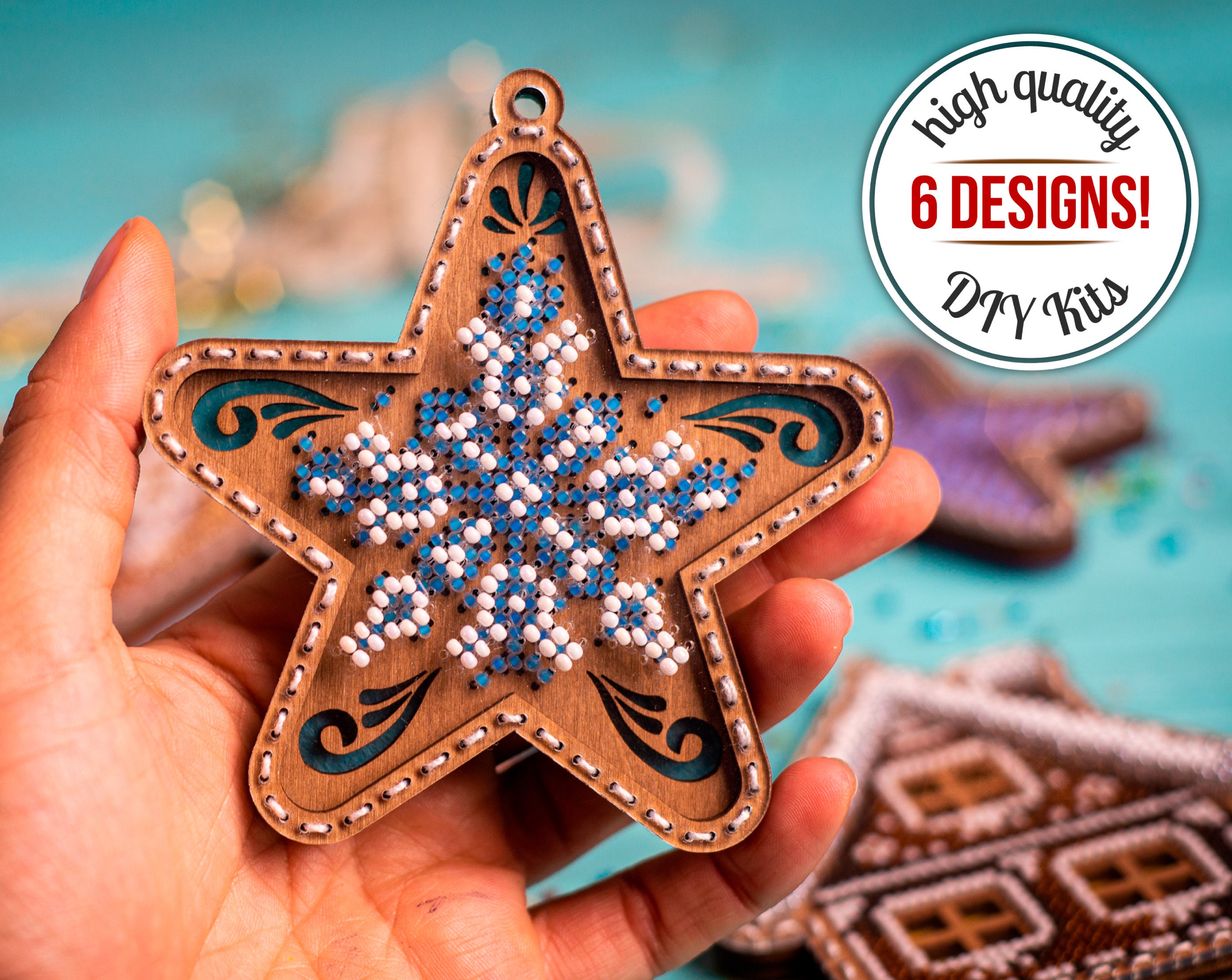 DIY beaded ornaments Beginner bead embroidery kit Christmas | Etsy