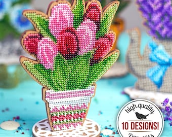DIY Flowers Ornaments Bead Embroidery Kit — Beaded Floral Gift for Mother
