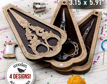 Wooden Scissors Case, Embroidery Scissors Holder, Craft Storage for Sewing, Cross Stitch and Jewelry Making, Personalized Gift for Mother