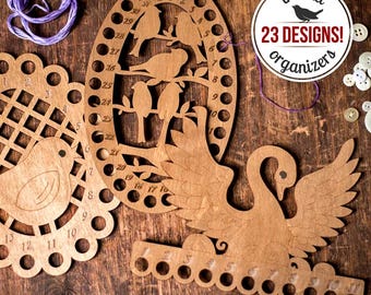 Embroidery Thread Organizer with Needle Magnet, Wooden Floss Holder, Cross Stich Accessories, Gift for Stitchers