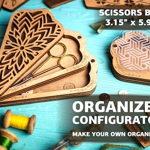 Op maat gemaakte koffer voor borduurscharen, opbergdoos voor houten scharen en naaibenodigdheden, accessoires voor handborduurwerk