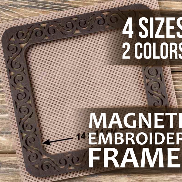 Embroidery frame on magnets, cross stitch needlework wooden hoop, embroidery supplies and tools