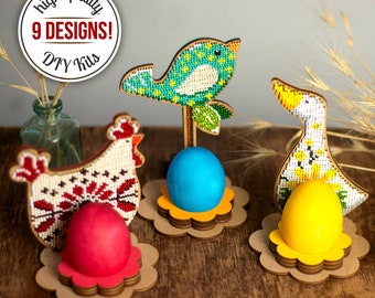 Kit de abalorios para porta huevos de Pascua, bandeja para huevos de Pascua, kit de bordado de cuentas de Pascua, decoración festiva para el hogar, decoración de mesa de Pascua, regalo para artesanos