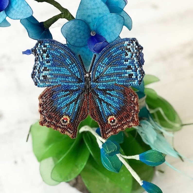 DIY bead stitch butterfly kit something blue decor beadwork Etsy