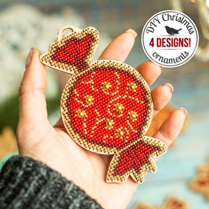 DIY Christmas Candy Ornament, Bead Embroidery Set, Xmas Tree Ornament, Beadwork kit, Winter House Decor, Christmas Candy Design