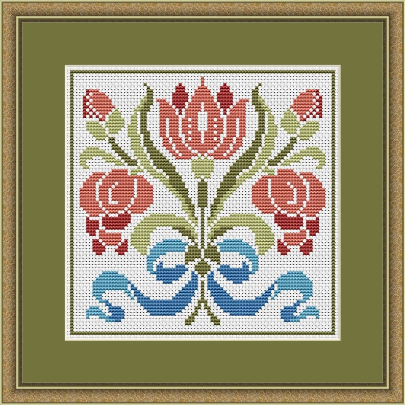 Art Nouveau Embroidery Patterns 4 Cross Stitch Designs Etsy