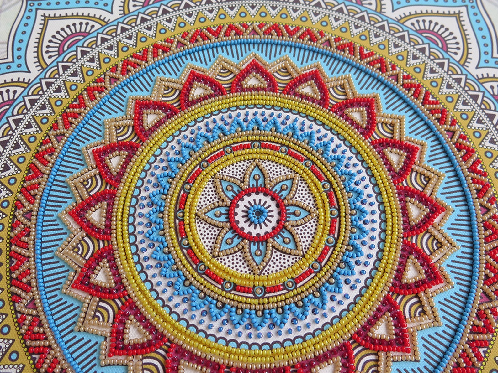 Beaded mandala DIY craft kit embroidered wall art pattern Etsy