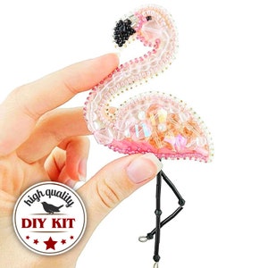 Beaded Flamingo Brooch Making Kit, DIY Brooch Bead Embroidery Kit, Beaded Jewelry Craft Kit, DIY Jewelry Making Kit, DIY Gift for Mother