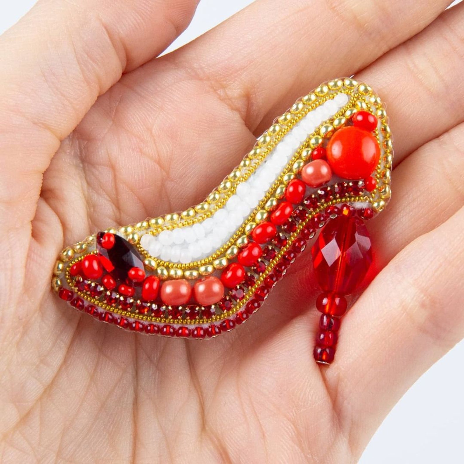 High Heel Shoe Brooch Bead Embroidery Kit Jewelry Making Etsy