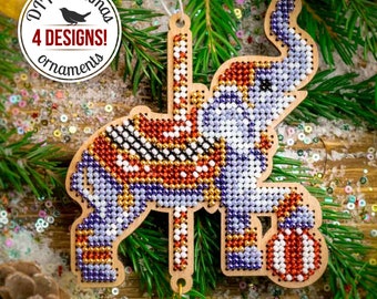 DIY Carousel Christmas Ornaments, Bead Embroidery Kit, Xmas Tree Decoration, Winter Home Decor, Beadwork Set, DIY Gift, Elephant Figurine