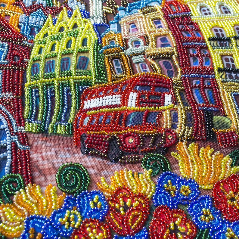 Cityscape Art Bead Embroidery Kit Craft Kit for Adults | Etsy