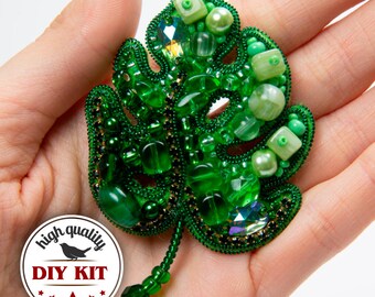 Kit para hacer joyas de Monstera, broche de hojas con cuentas, regalo hecho a mano para mamá
