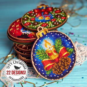 DIY Christmas Ornament Embroidery Kits, Hanging Christmas Balls Cross Stitch Kit, Christmas Tree Decor, Xmas gift for Mother