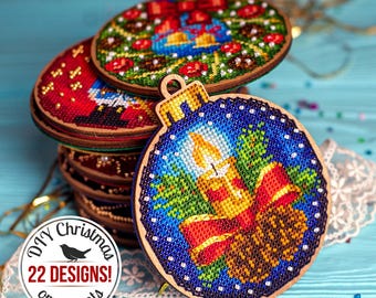 DIY Christmas Ornament Embroidery Kits — Hanging Christmas Balls Cross Stitch Kit