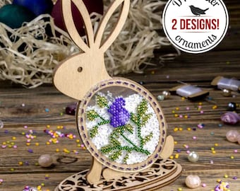 DIY Easter Bunny Bead Embroidery Kit, Easter Ornaments Plastic Canvas Kit, Beaded Easter Rabbit, Easter Decorations, Easter Gift for Mom