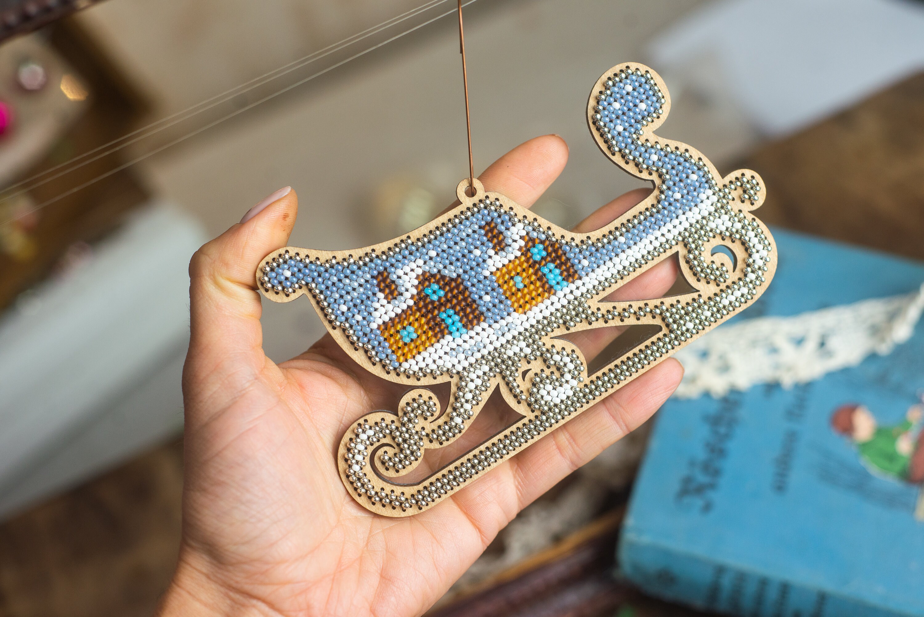 Bead embroidery diy kit beading xmas sleigh ornament  etsy Bead embroidery diy kit beading xmas sleigh ornament  etsy