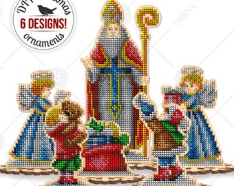 Christmas Ornaments Bead Embroidery Kit, Beaded Christmas Figurines, Saint Nicholas Embroidery Design, Christmas Decorations, DIY Xmas Gift