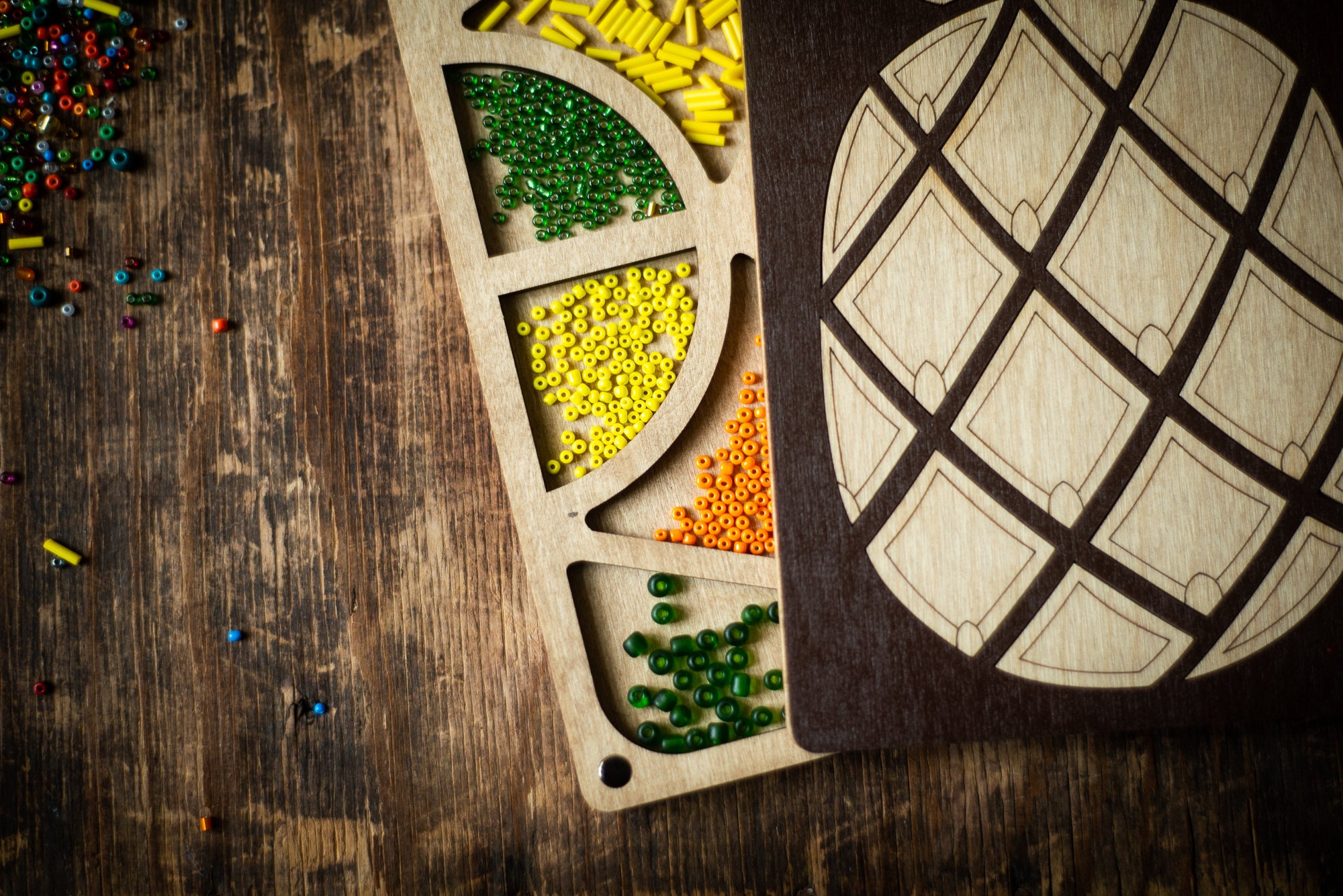 Seed bead sorting tray Wooden embroidery organizer Jewelry Etsy