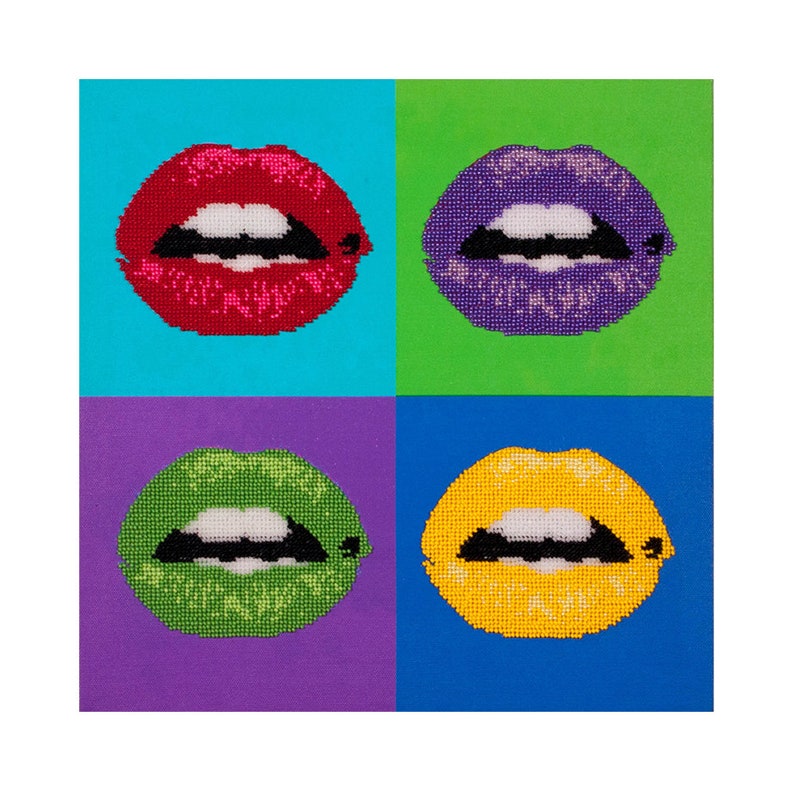 DIY embroidered home decor contemporary art gift bead embroidery blank canvas Pop art beaded picture craft kit Warhol modern art pattern