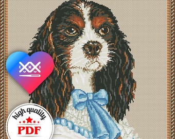 PDF Dog Vintage Embroidery Pattern, Cocker Spaniel Cross Stitch Design, Pet Portrait Embroidery, Cross Stitch Gift for Dog Lovers