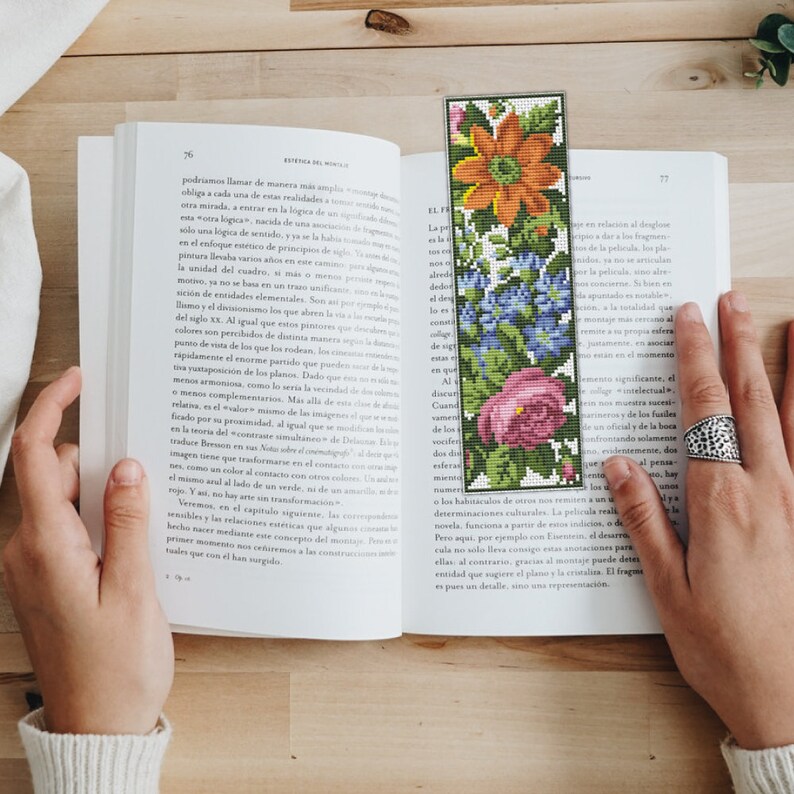 PDF Bookmarks Cross Stitch Pattern, Vintage Floral Embroidery Chart ...