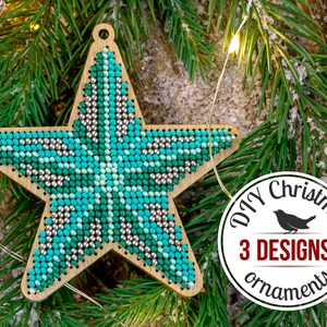 Christmas Star Ornament Bead Embroidery Kit, Xmas Tree Ornament Beadwork patroon, Beading Tutorial voor handgemaakte ornament, DIY kerstcadeau