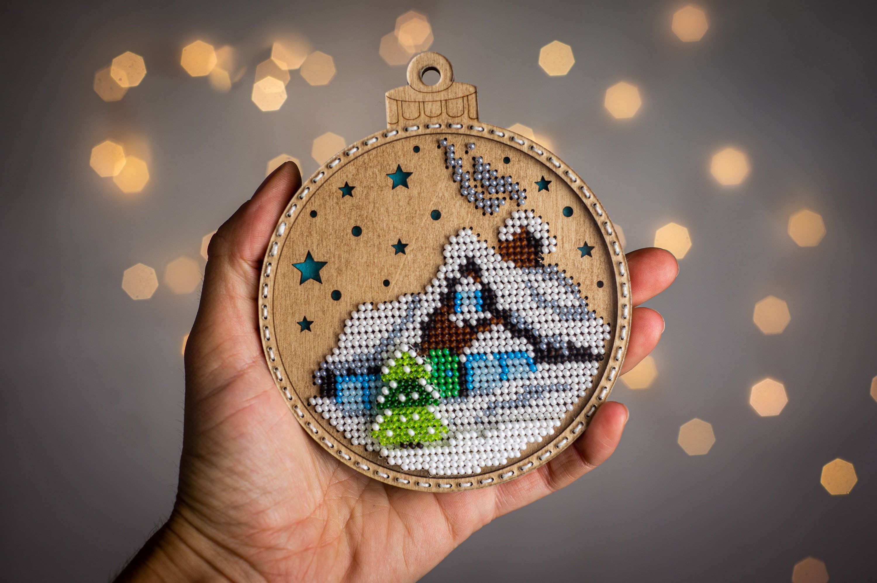 Christmas Ornament Bead Embroidery Kit Embroidered Christmas  Etsy UK