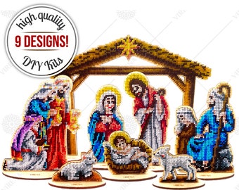 キリスト降誕ビーズ刺繍キット：カトリックアイコン、クリスマスシーン