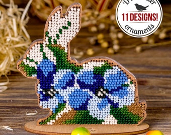 DIY Easter Bead Embroidery Kit, Easter Bunny Beading Kit, Beaded Easter Bunny Figurine, Easter Decorations, Easter Home Decor, Easter Gift